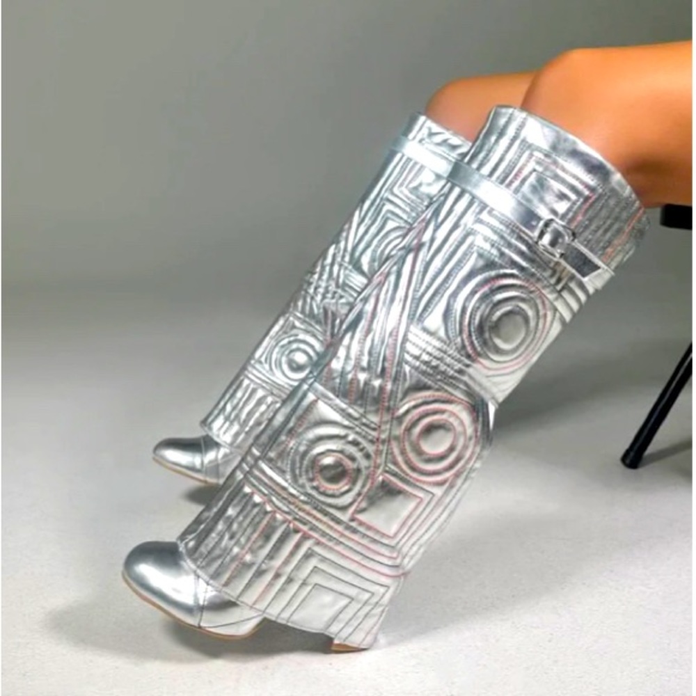 Metallic Silver Boots